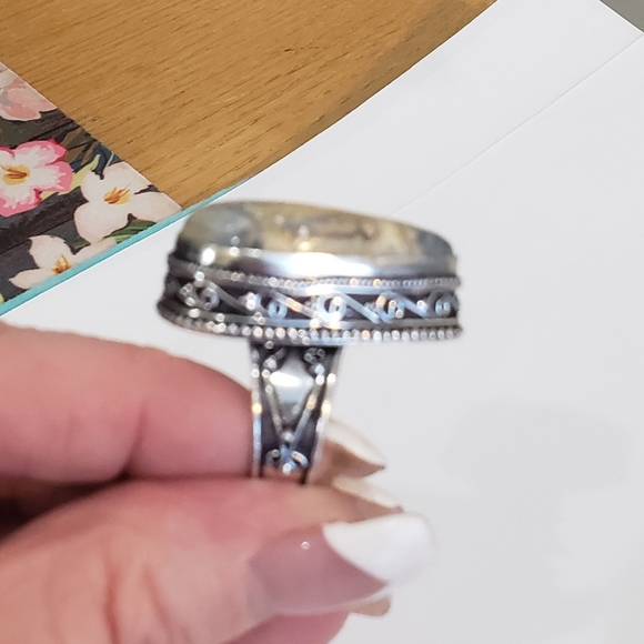 Stunning Handmade Natural Maligano Jasper Gem 925 Vintage Goth Antique Ring - Picture 8 of 14